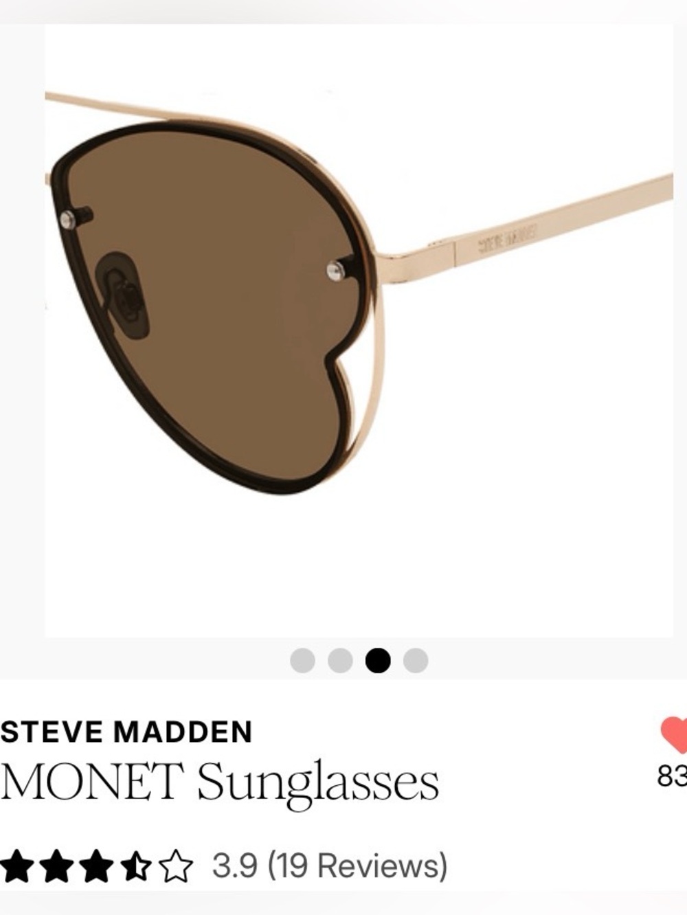 Steve Madden Heart-Shaped Sunglasses — NEW! Brown/Gold Frame Aviator Sunglasses - Picture 3 of 7